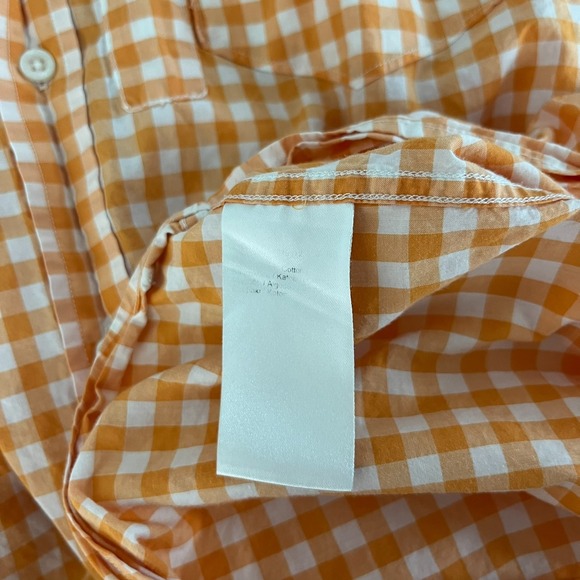 Lacoste Long Sleeve Button Shirt Men's 2XL Orange Check Print Classic Fit 45 - Picture 9 of 10